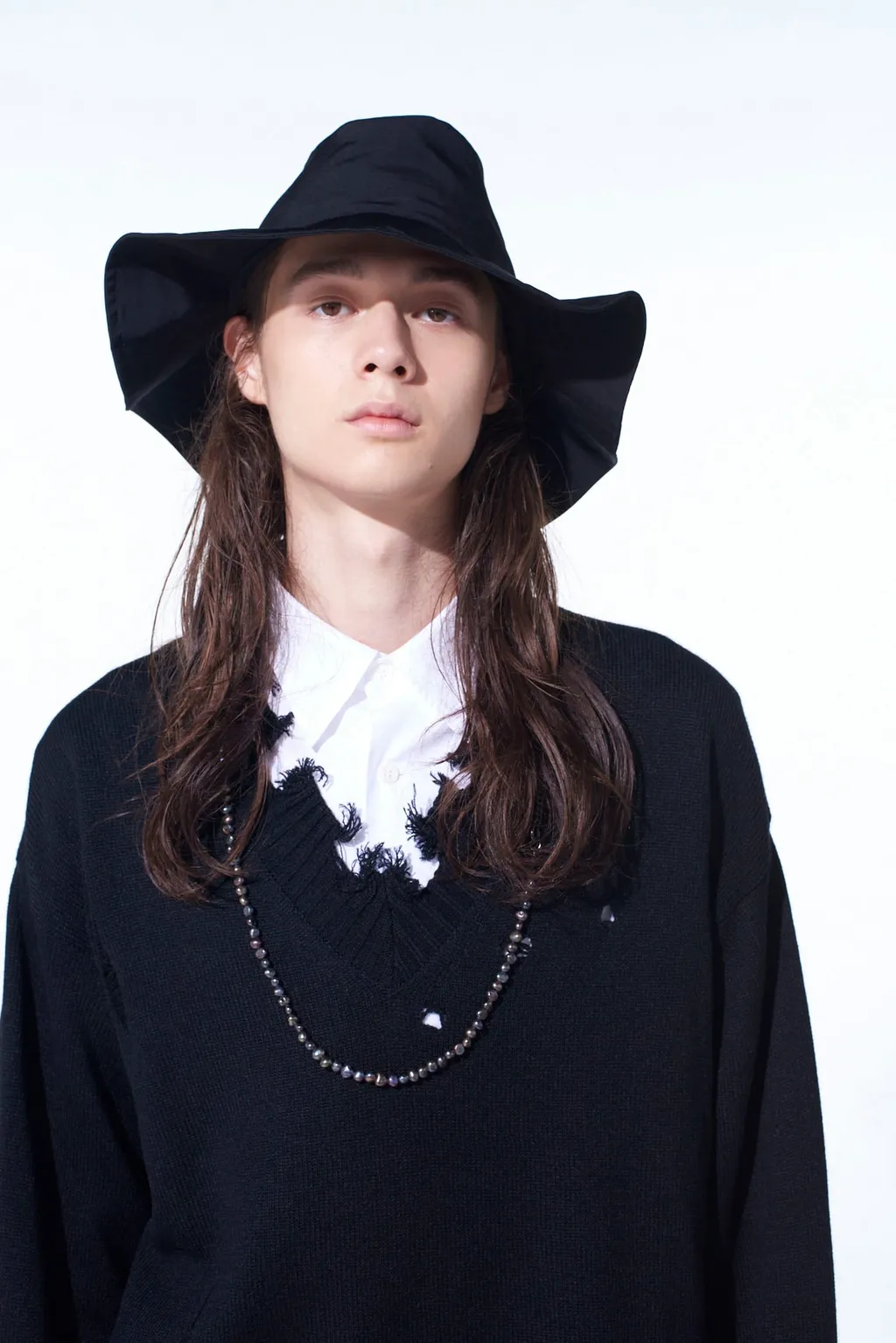 Crepe De Chine Long Brim Hat