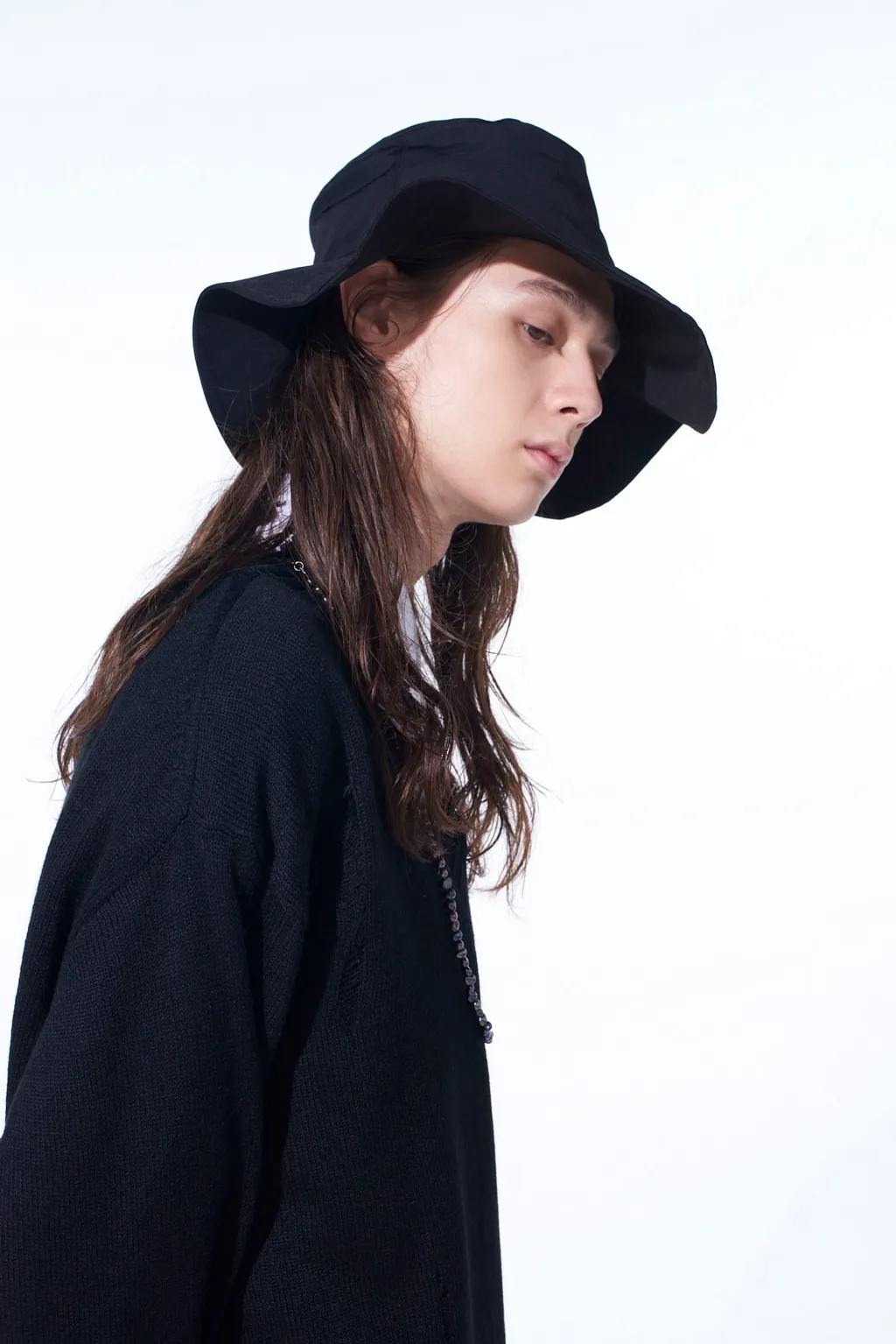 Crepe De Chine Long Brim Hat