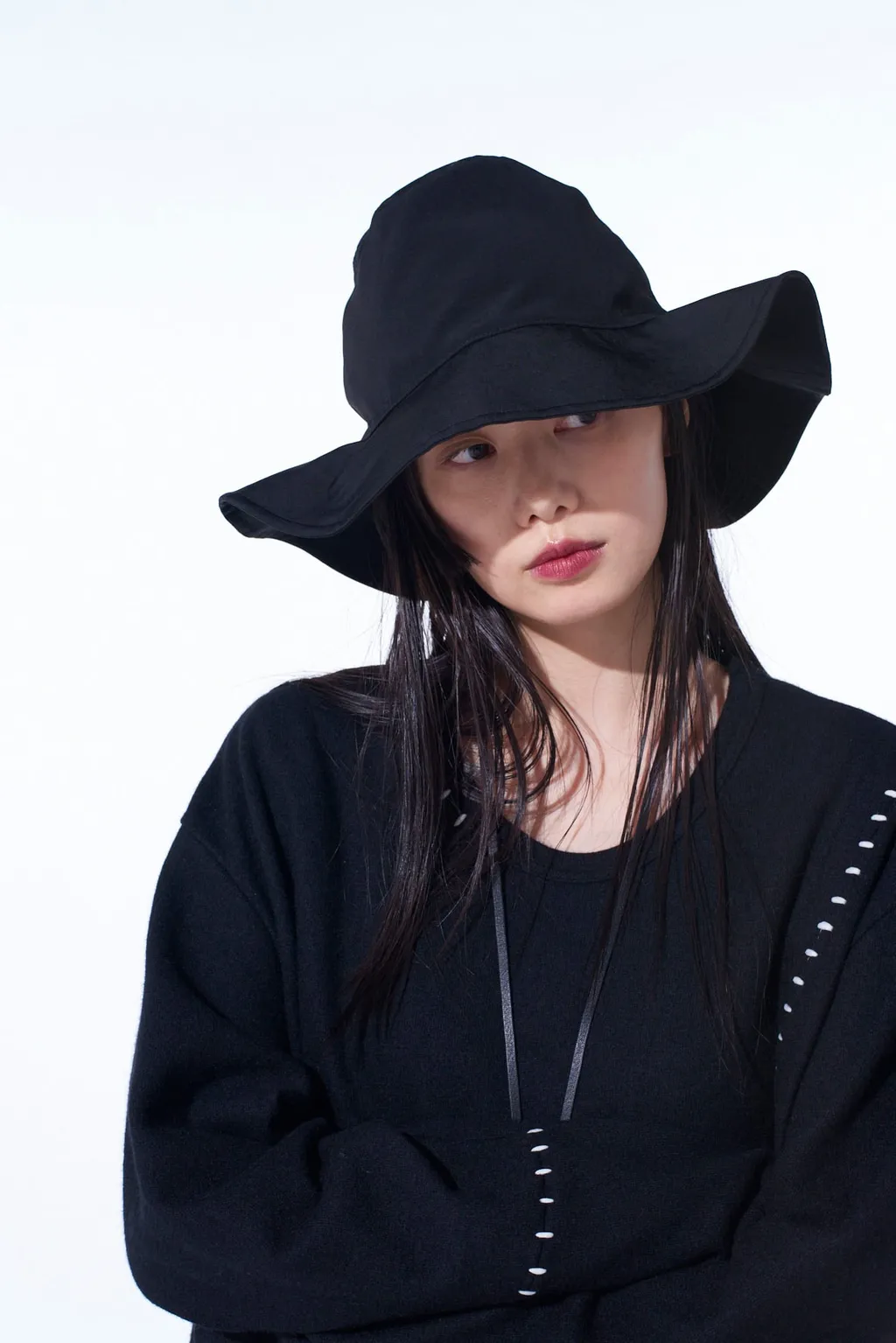 Crepe De Chine Long Brim Hat