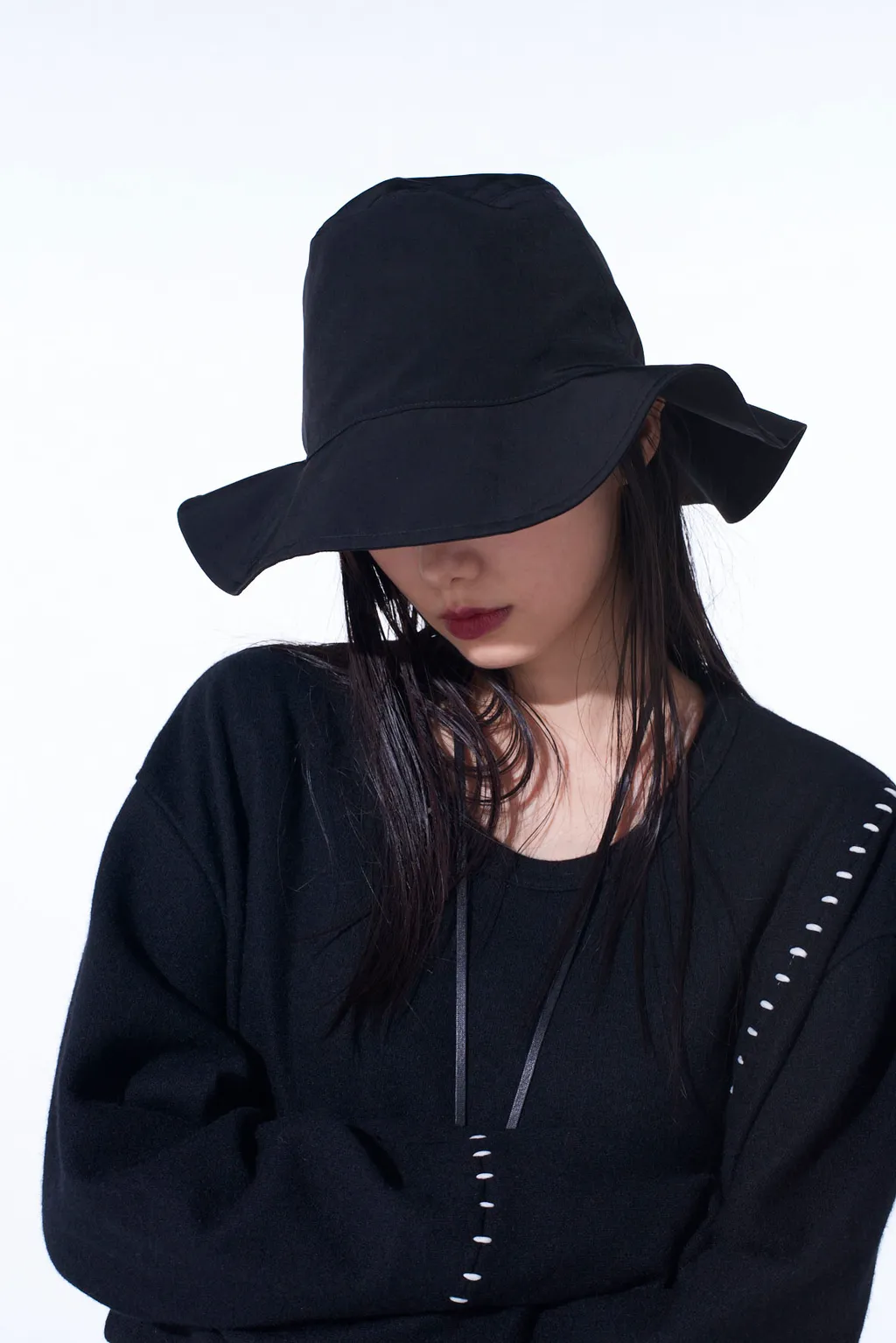 Crepe De Chine Long Brim Hat