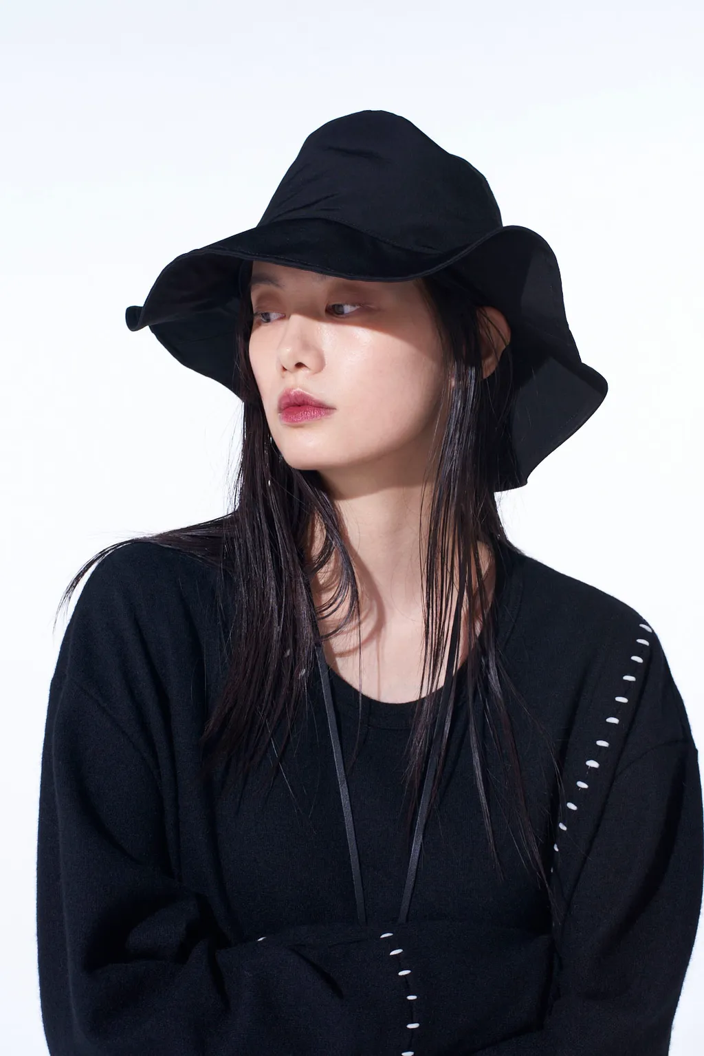 Crepe De Chine Long Brim Hat
