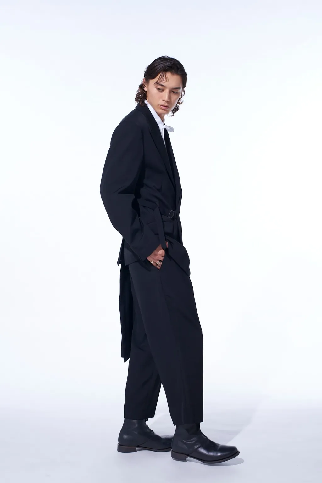 Washer Wool Gabardine Vest Front Jacket