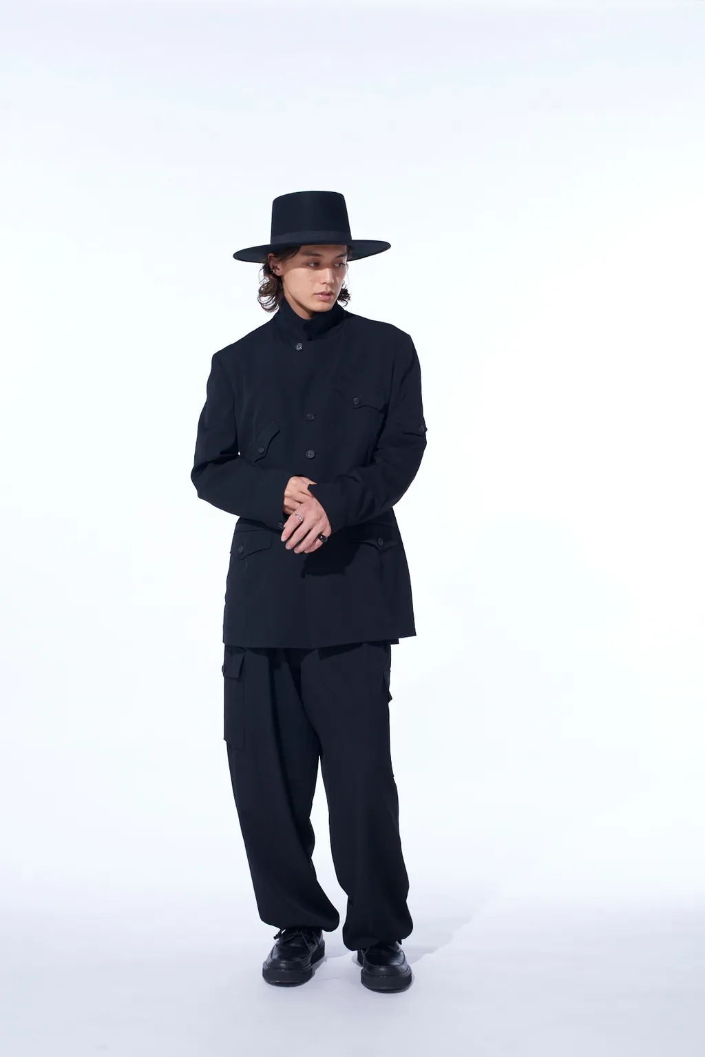Washer Wool Gabardine Asymmetric Pocket Jacket