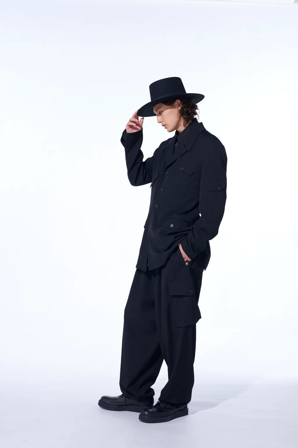 Washer Wool Gabardine Asymmetric Pocket Jacket
