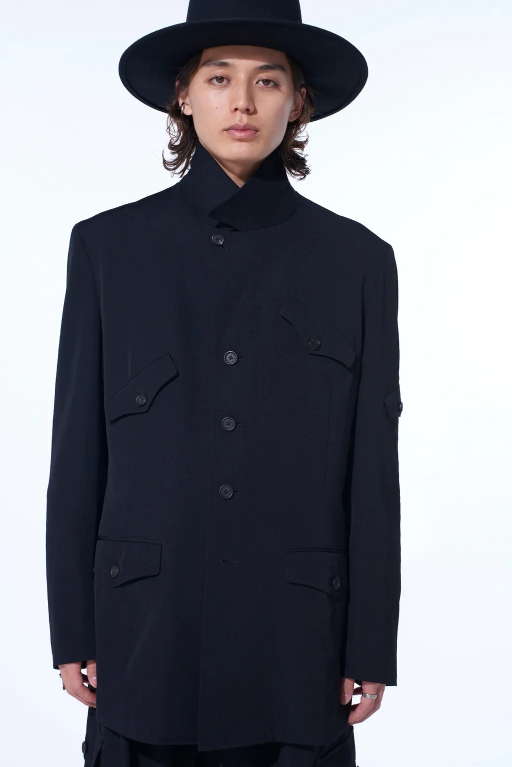 Washer Wool Gabardine Asymmetric Pocket Jacket