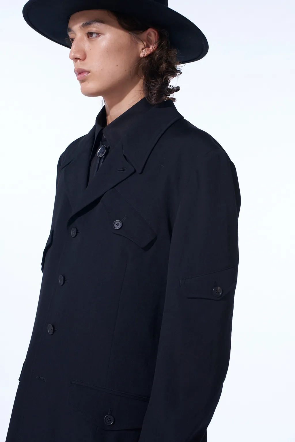 Washer Wool Gabardine Asymmetric Pocket Jacket