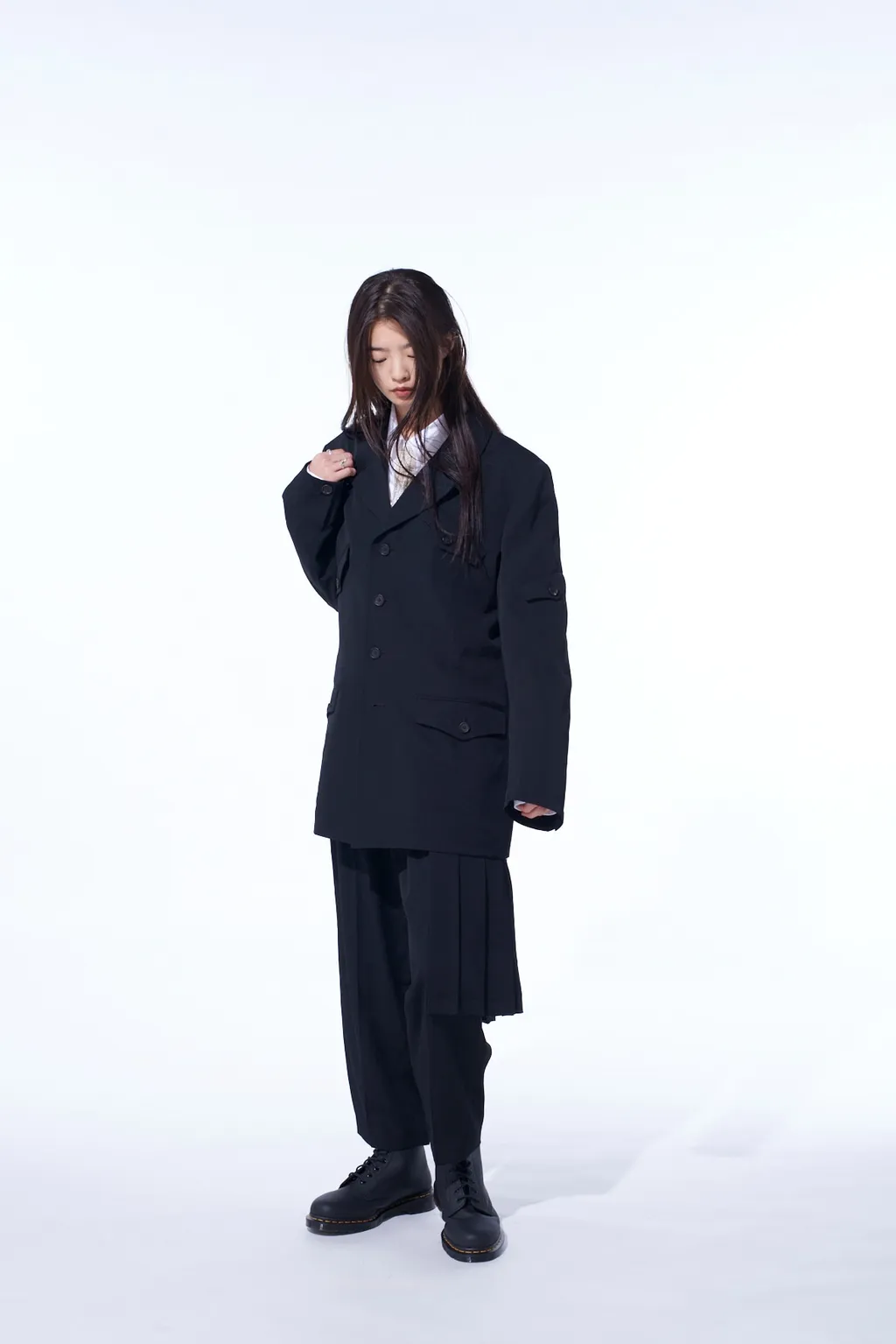 Washer Wool Gabardine Asymmetric Pocket Jacket