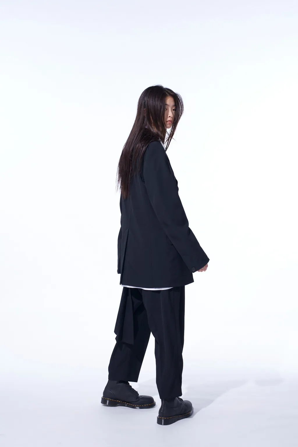 Washer Wool Gabardine Asymmetric Pocket Jacket