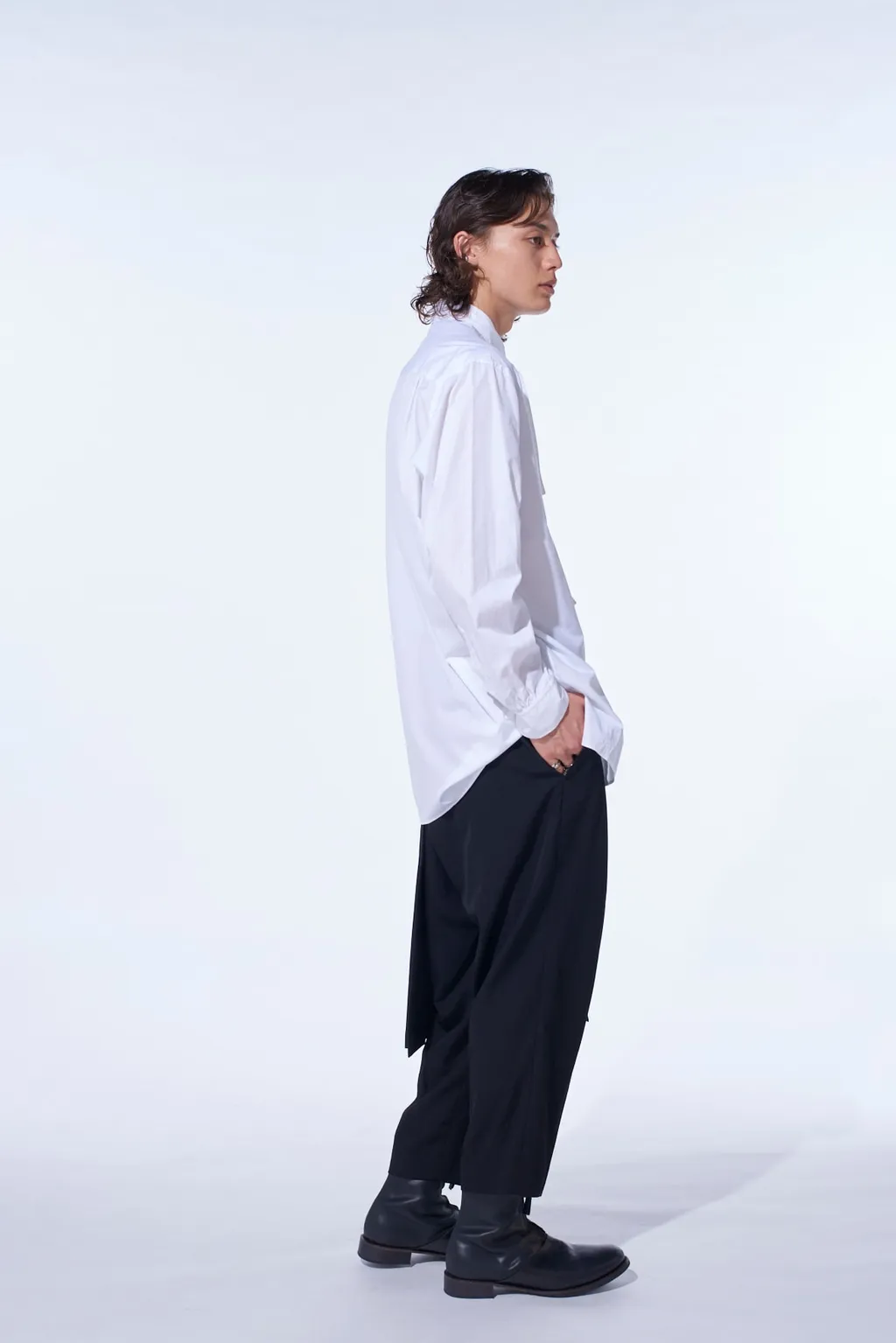Washer Wool Gabardine Skirted Wrap Pants
