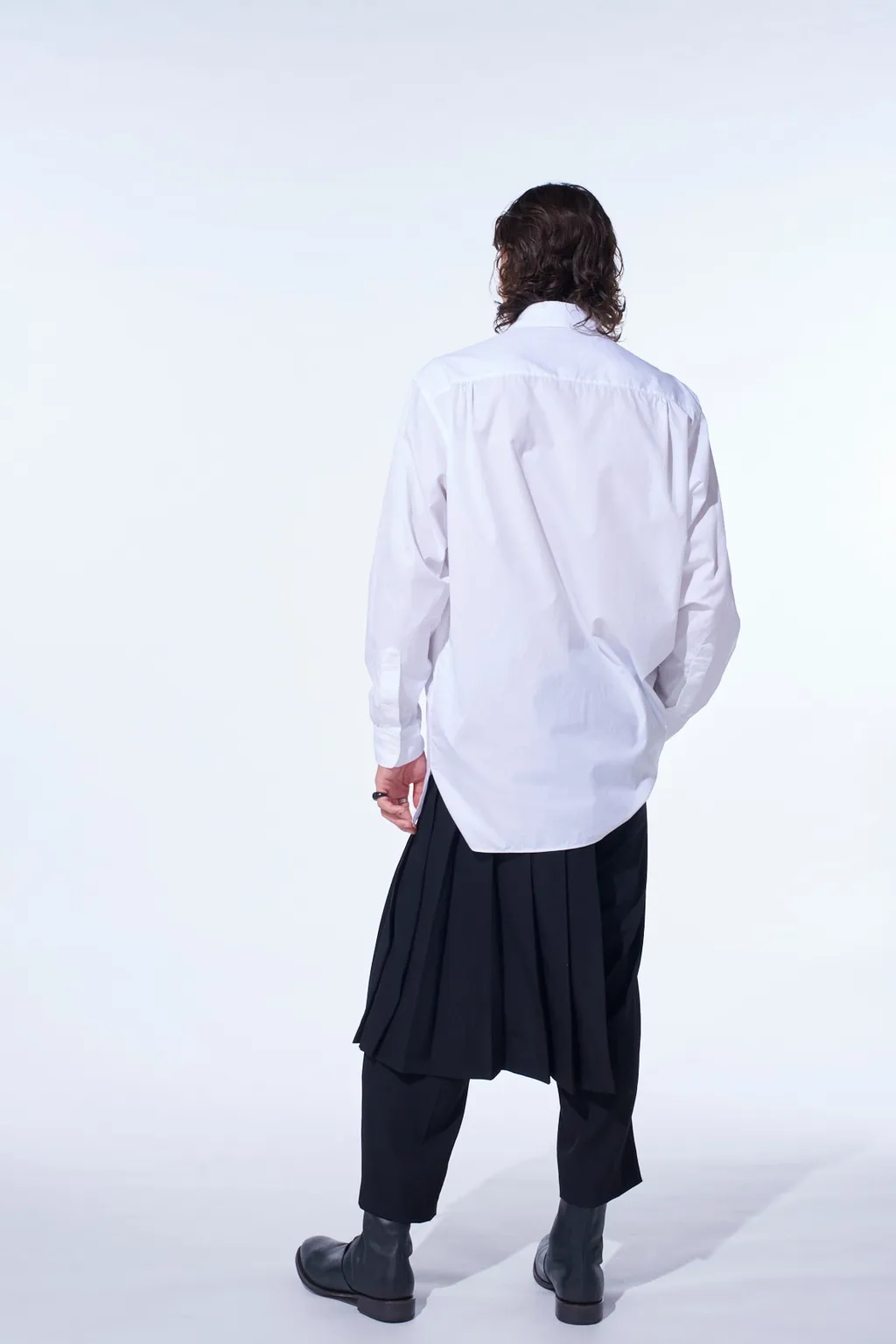 Washer Wool Gabardine Skirted Wrap Pants