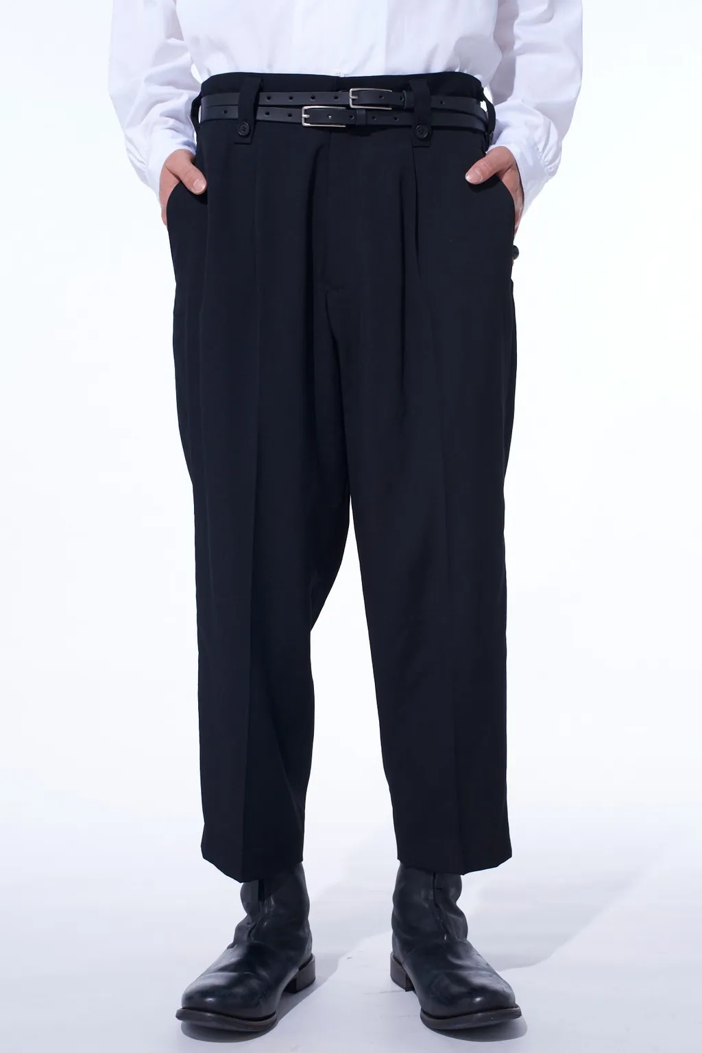 Washer Wool Gabardine Skirted Wrap Pants