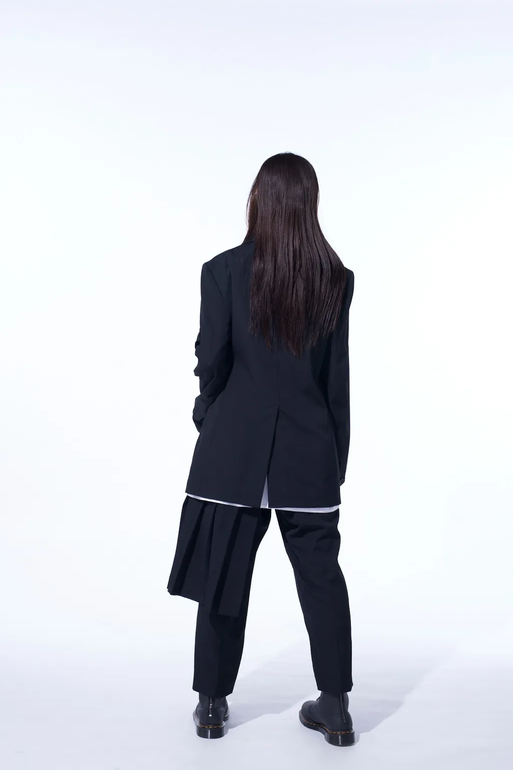 Washer Wool Gabardine Skirted Wrap Pants