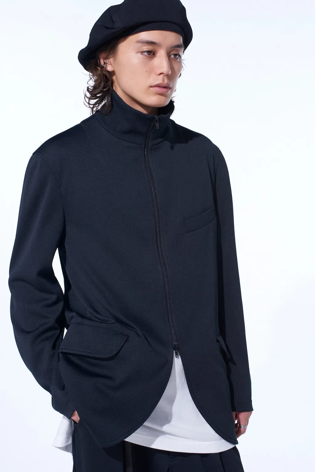 Pe/Smooth Zipper Thread Turtle Neck Jacket