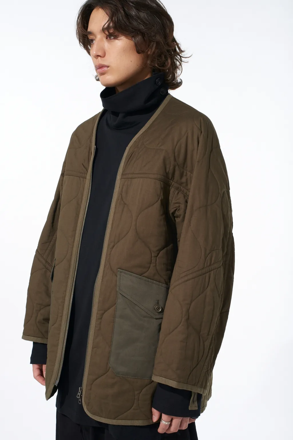 Cotton Twill Hooded Coat With Padded Liner