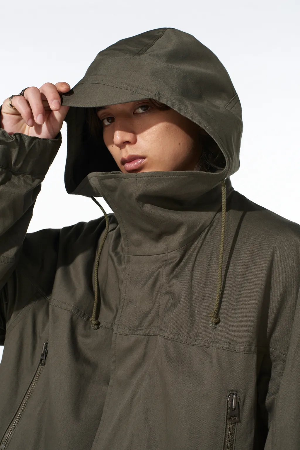 Cotton Twill Hooded Coat With Padded Liner