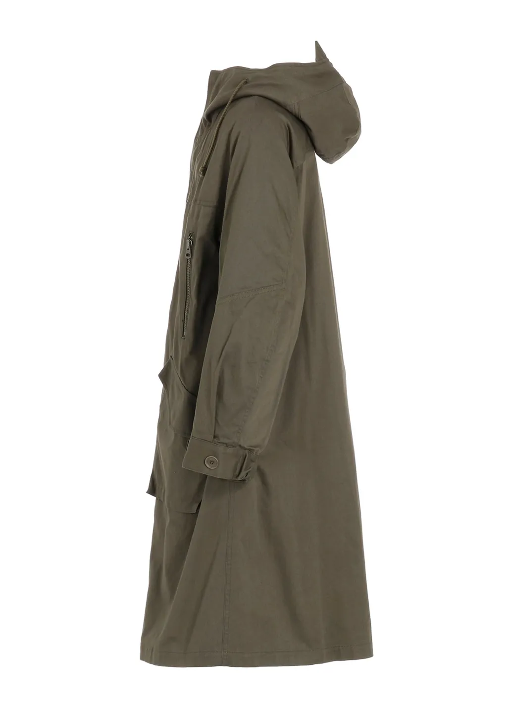 Cotton Twill Hooded Coat With Padded Liner