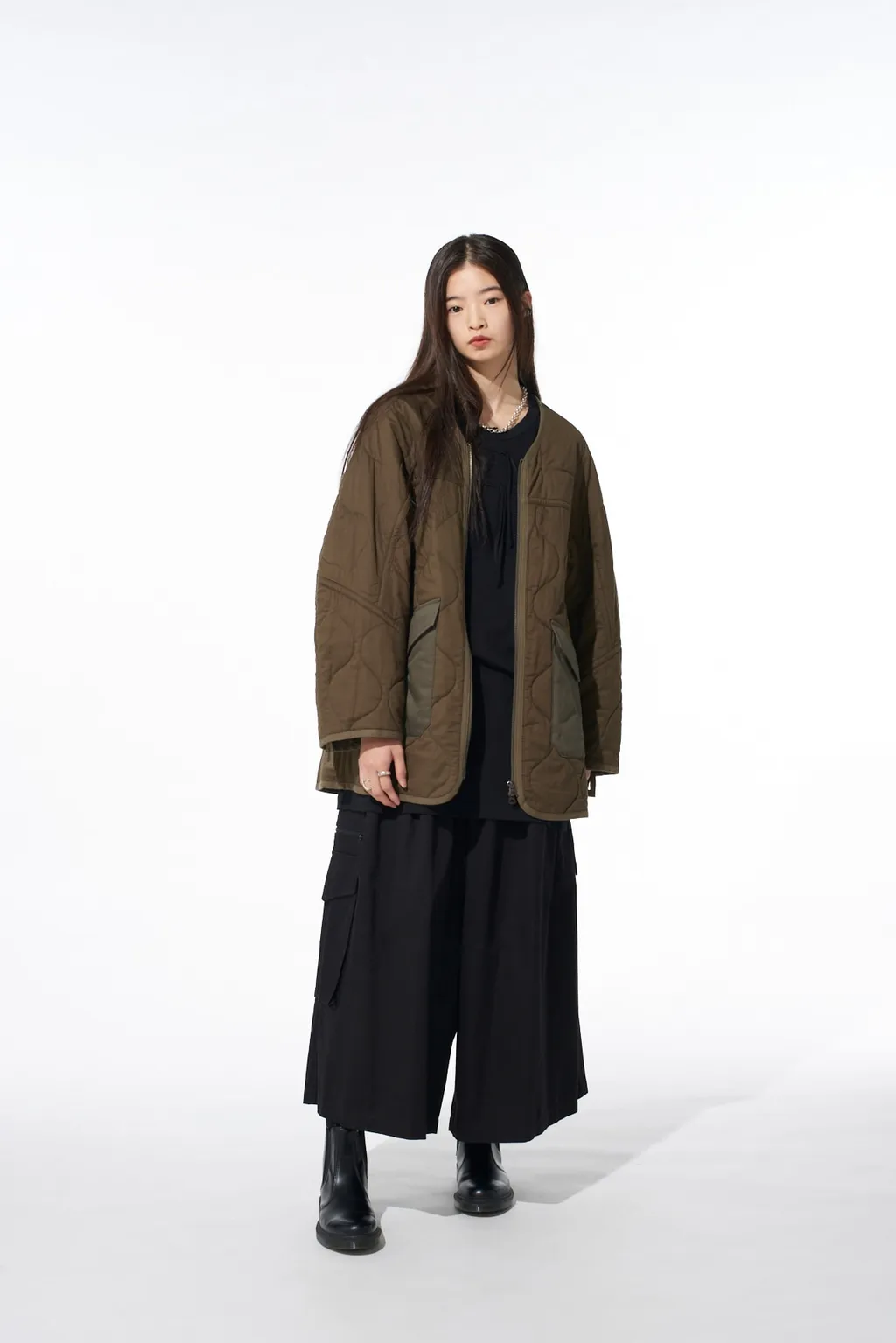 Cotton Twill Cargo Culotte Pants