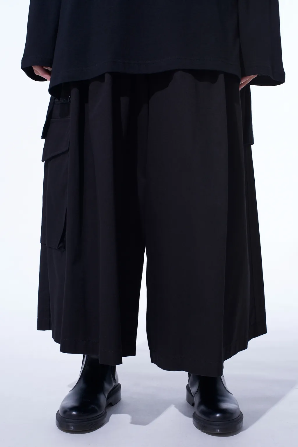 Cotton Twill Cargo Culotte Pants