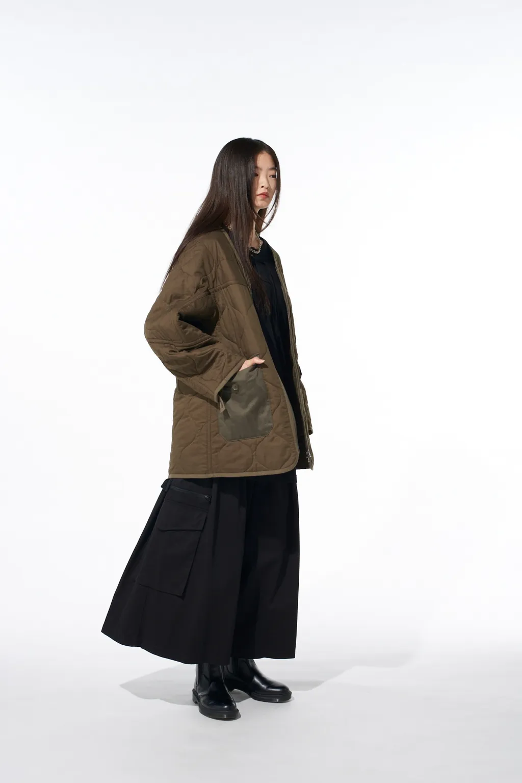 Cotton Twill Cargo Culotte Pants