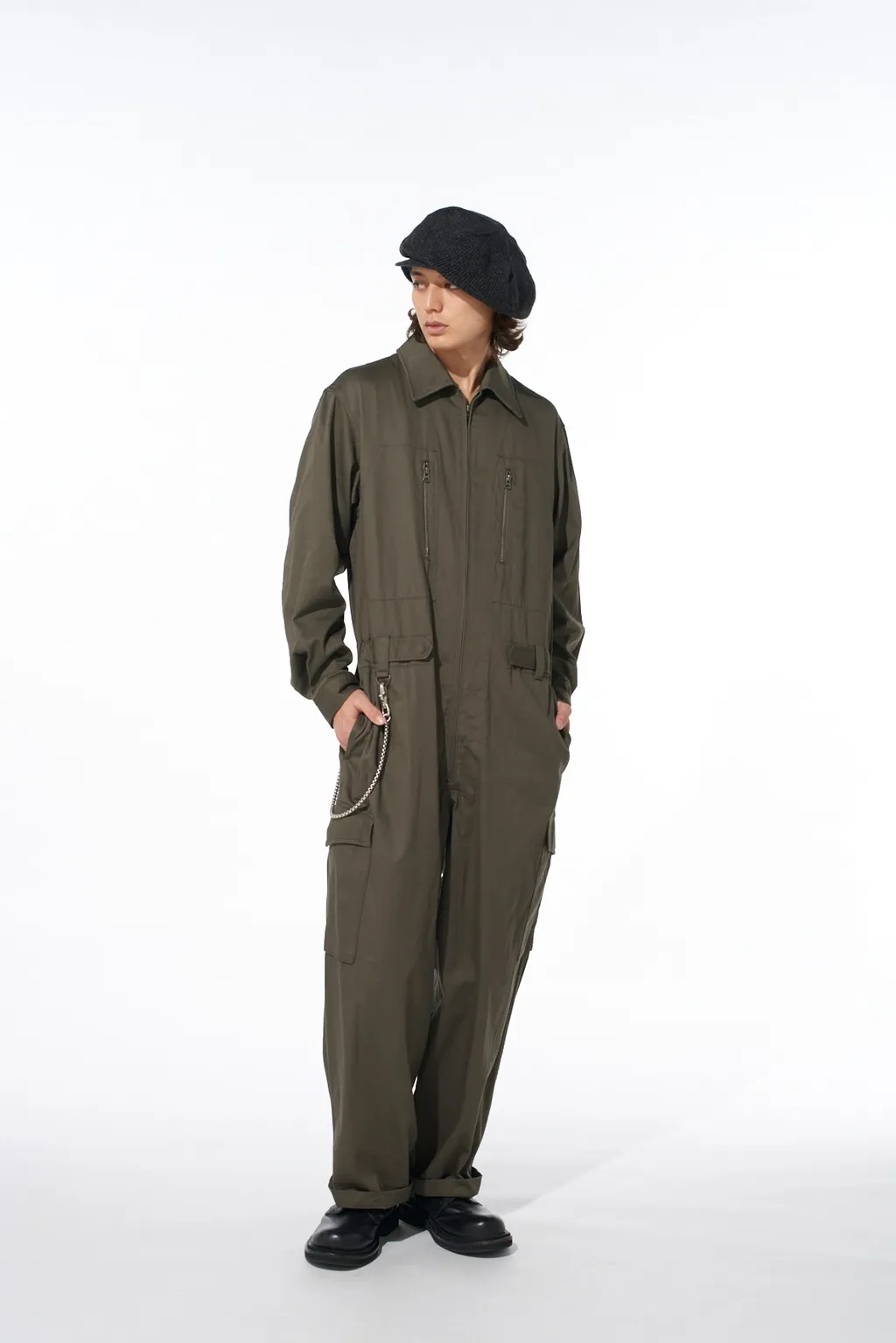 Cotton Twill 6-Pocket Zip-Up Jumpsuit