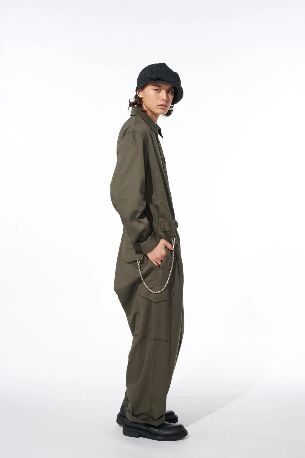 Cotton Twill 6-Pocket Zip-Up Jumpsuit