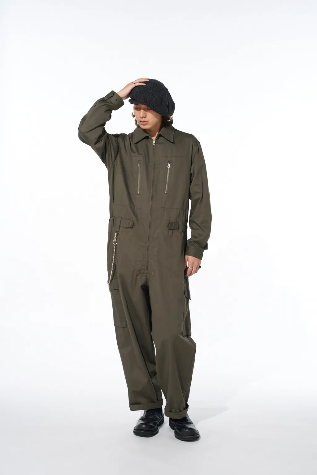 Cotton Twill 6-Pocket Zip-Up Jumpsuit