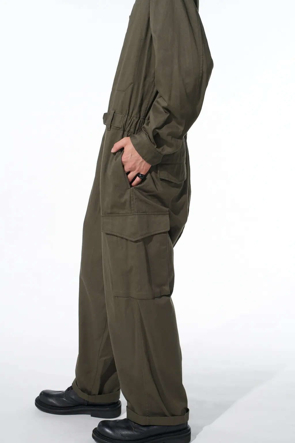 Cotton Twill 6-Pocket Zip-Up Jumpsuit
