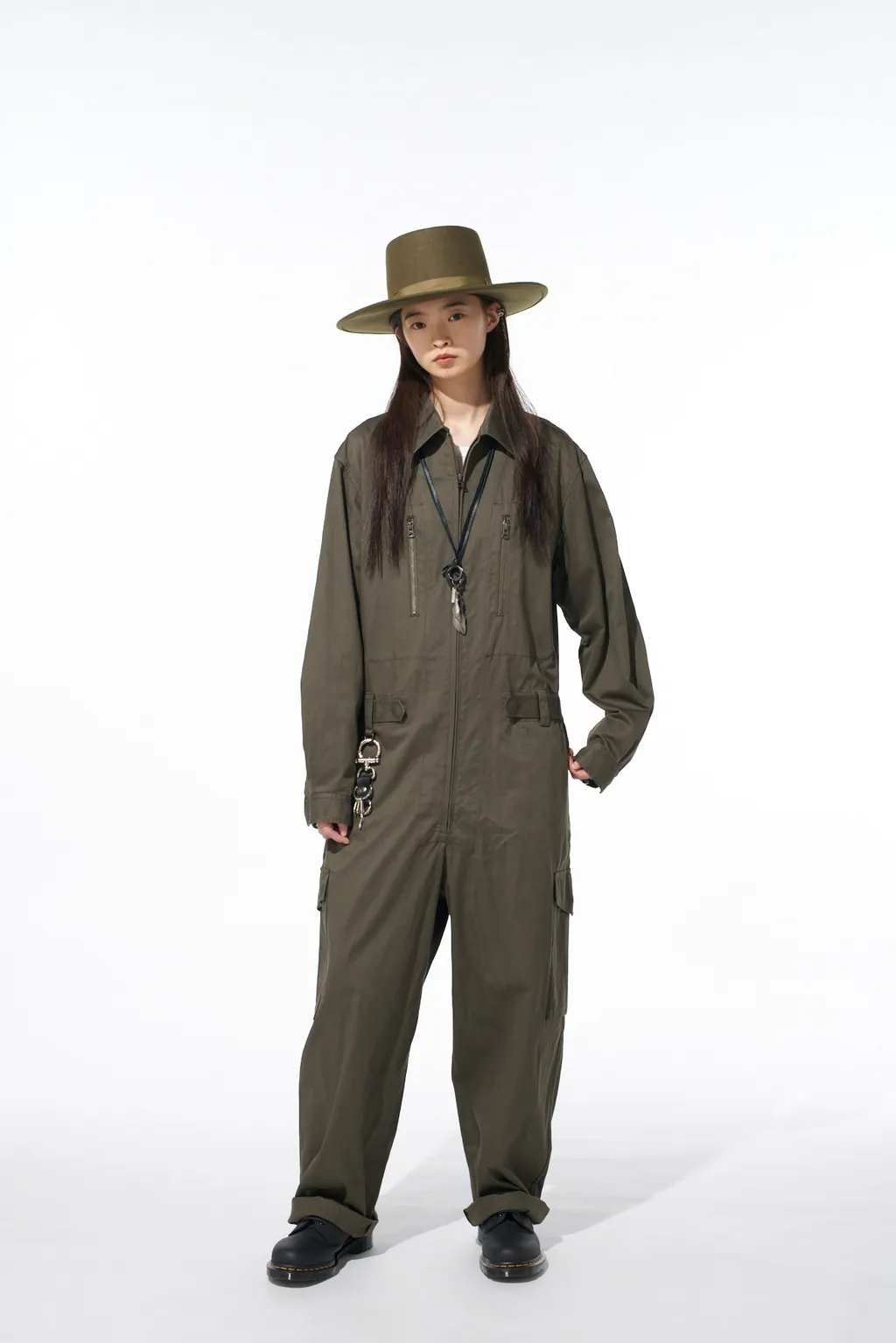 Cotton Twill 6-Pocket Zip-Up Jumpsuit