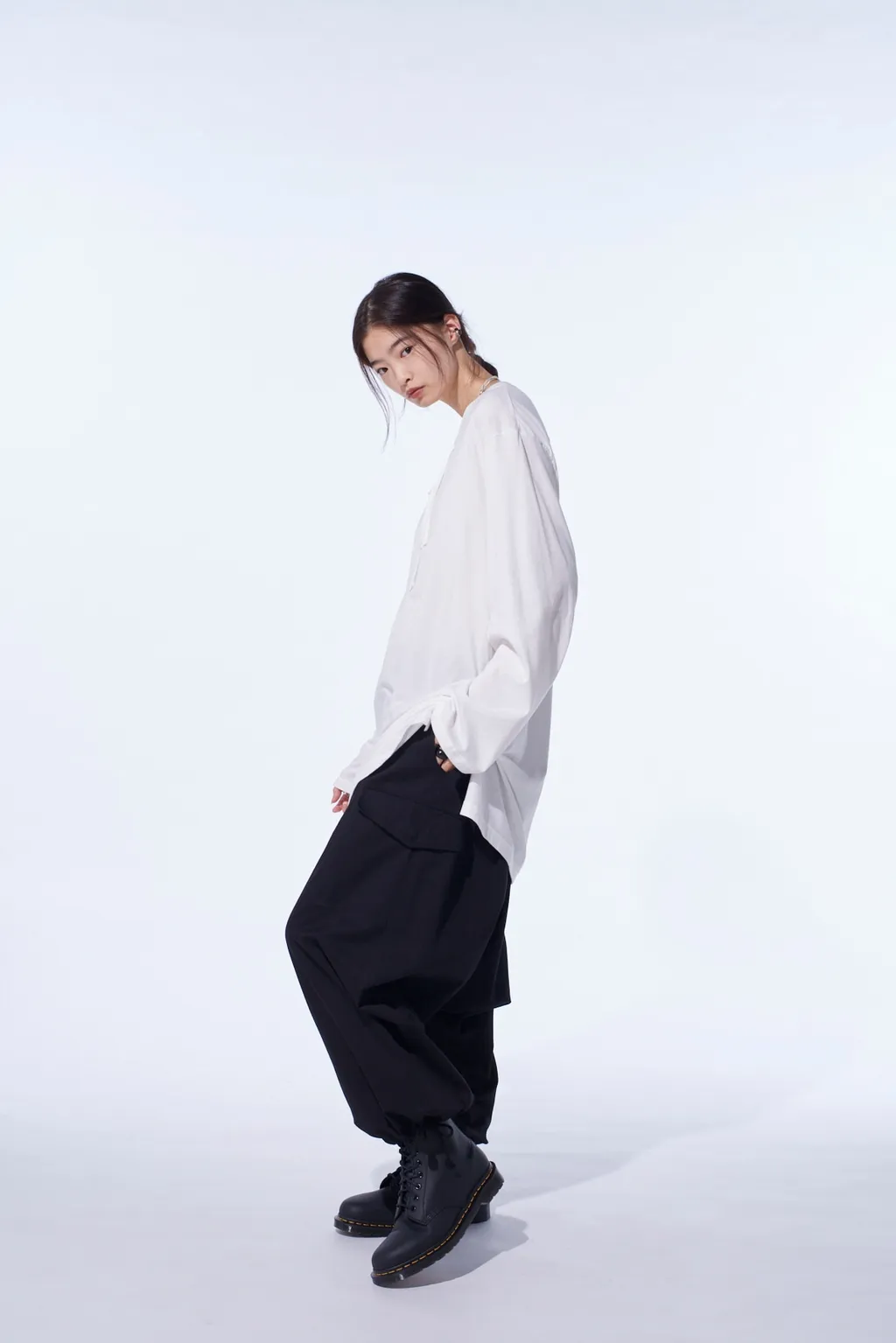 Cotton Twill Wide Sarouel Pants
