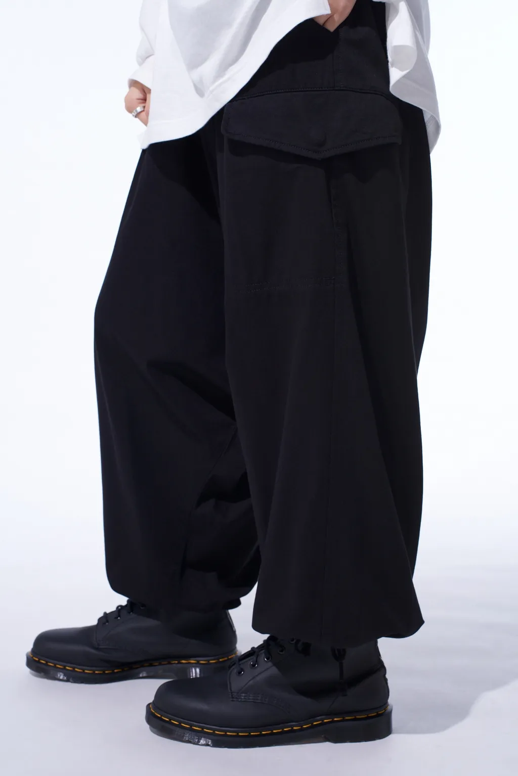 Cotton Twill Wide Sarouel Pants