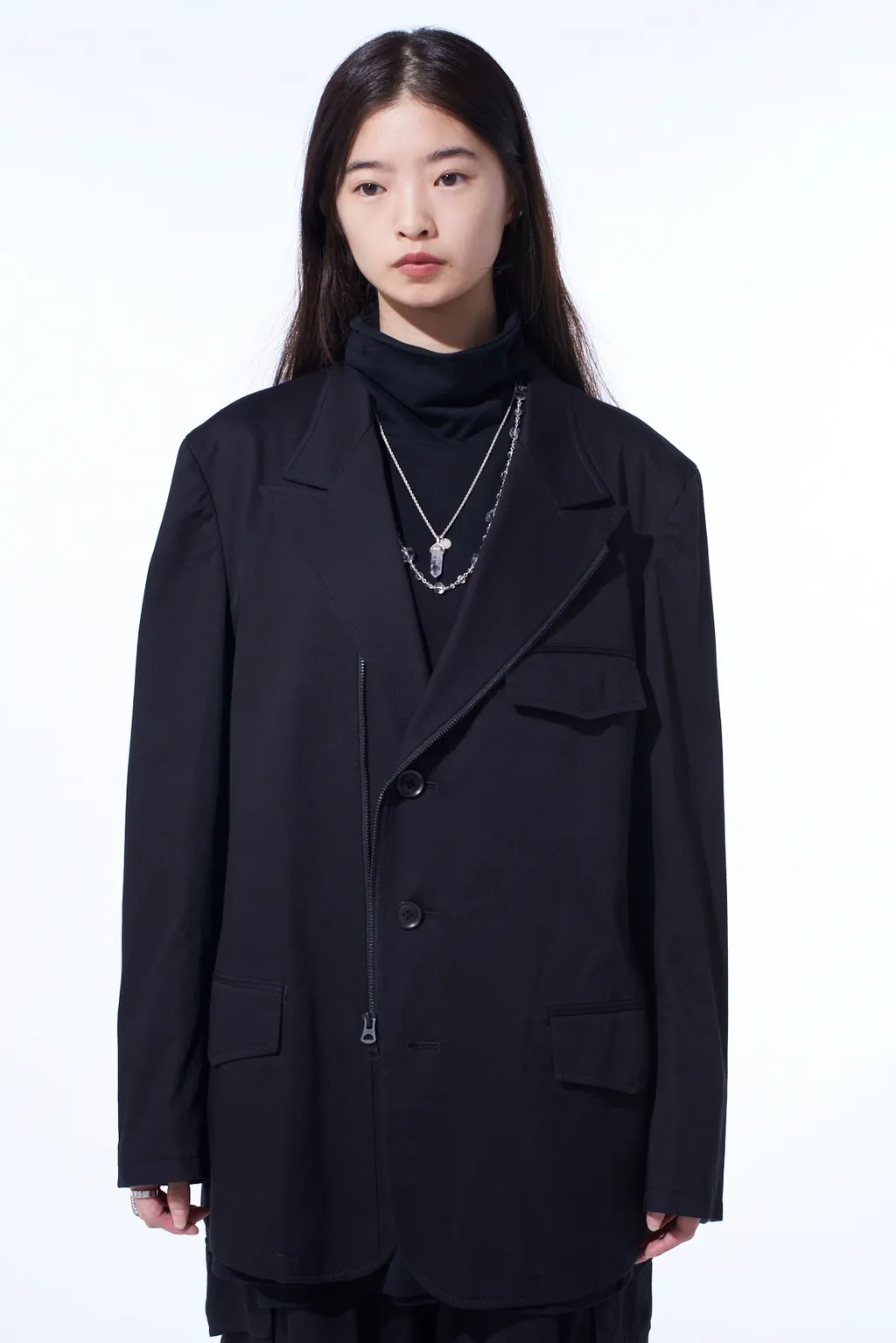 Cotton Twill Peaked Lapel Tailored Jacket