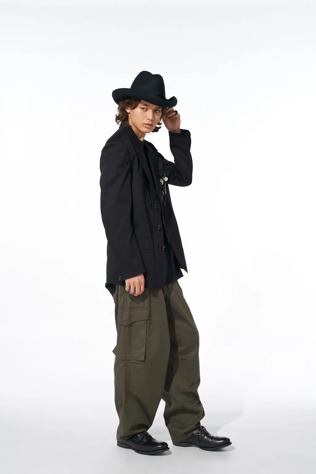 Cotton Twill Peaked Lapel Tailored Jacket