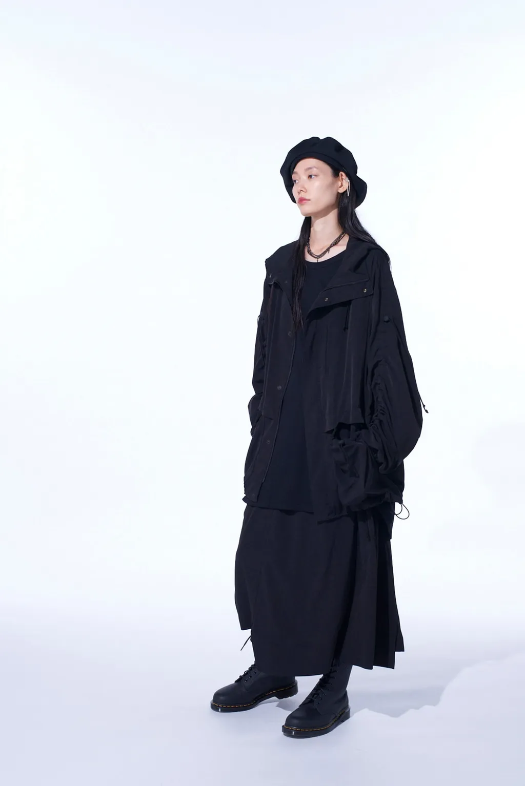 Crepe De Chine Shirring Mountain Parka