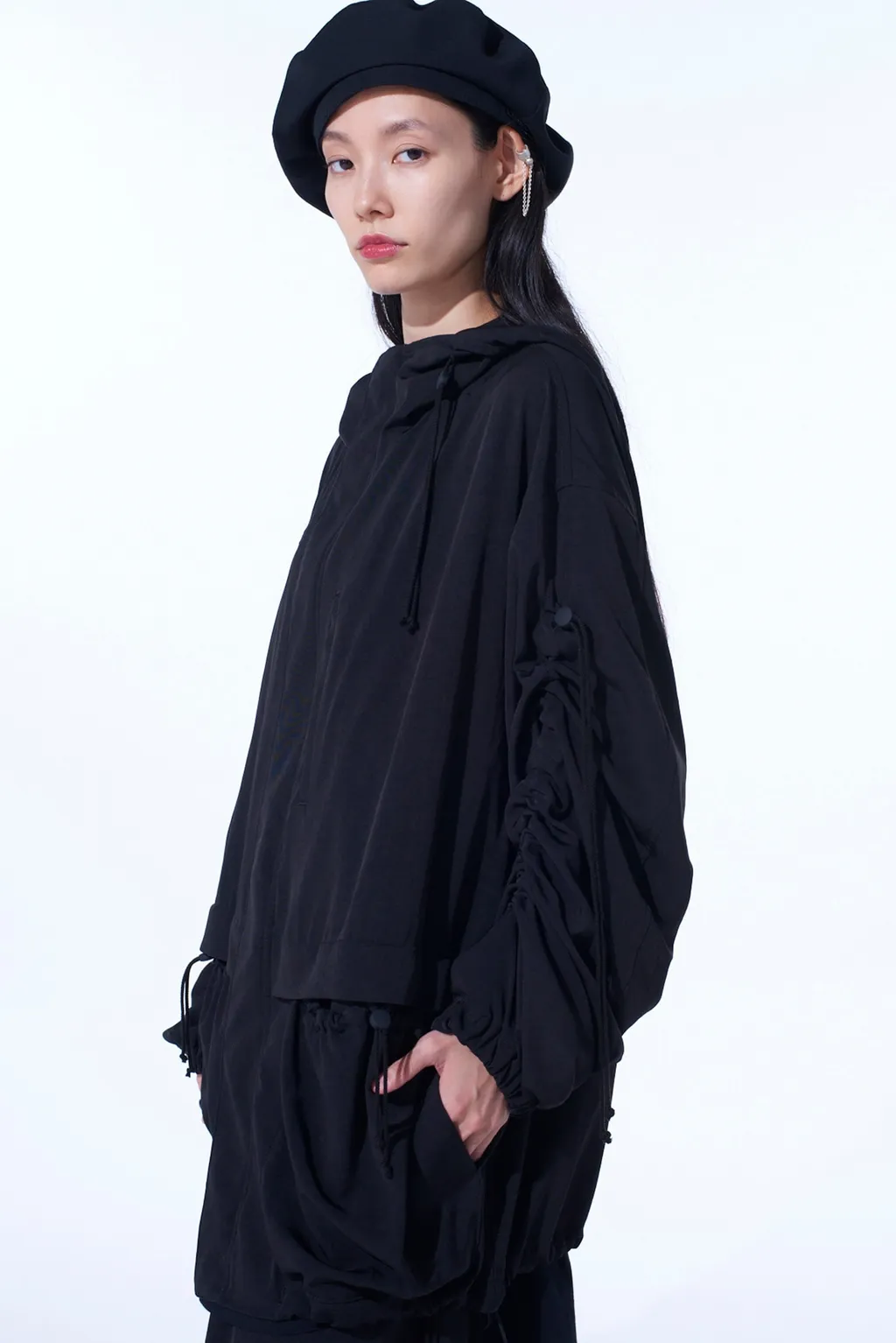 Crepe De Chine Shirring Mountain Parka