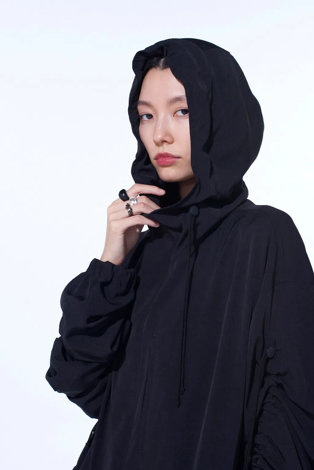 Crepe De Chine Shirring Mountain Parka