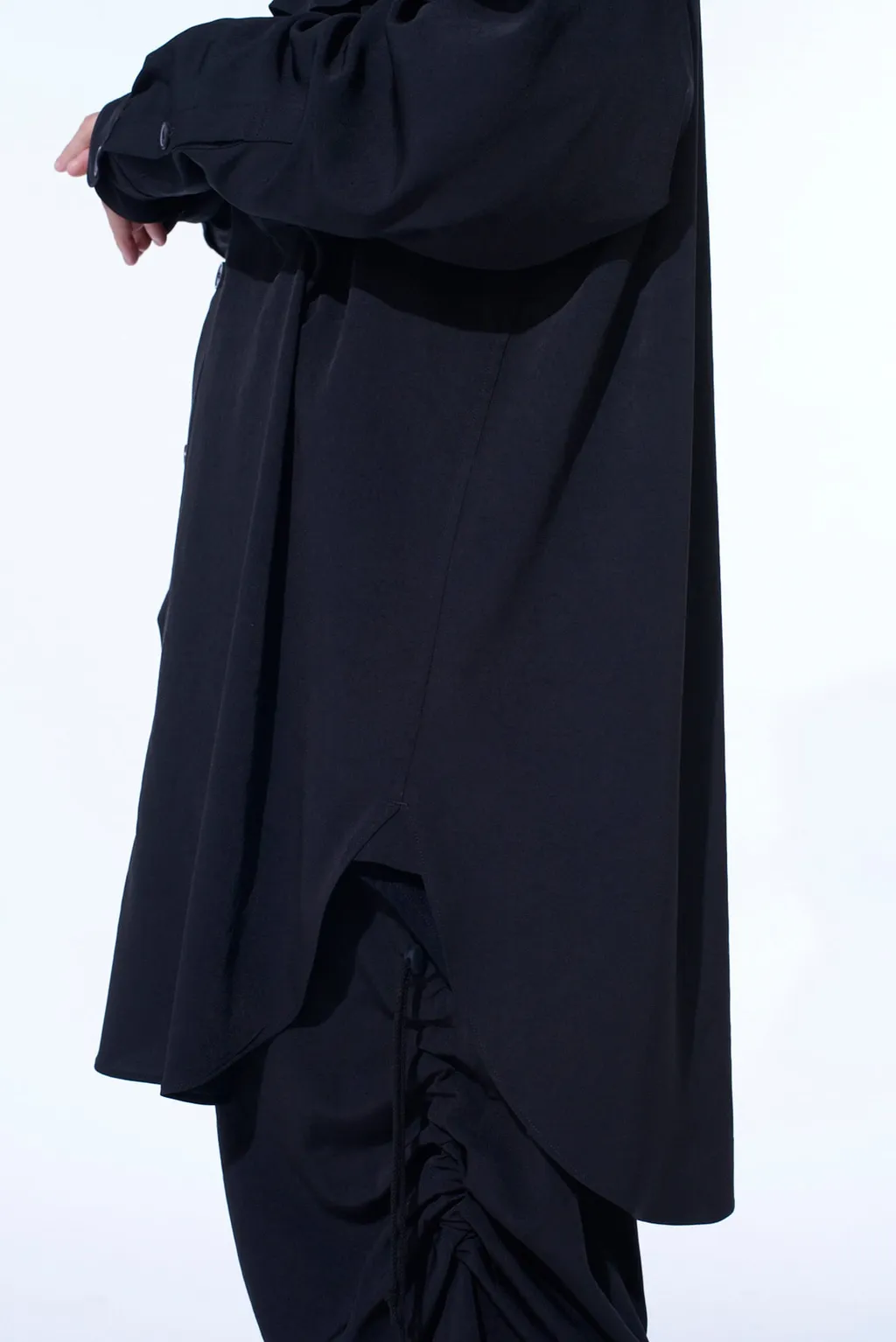 Crepe De Chine Shirring Pockets Shirt