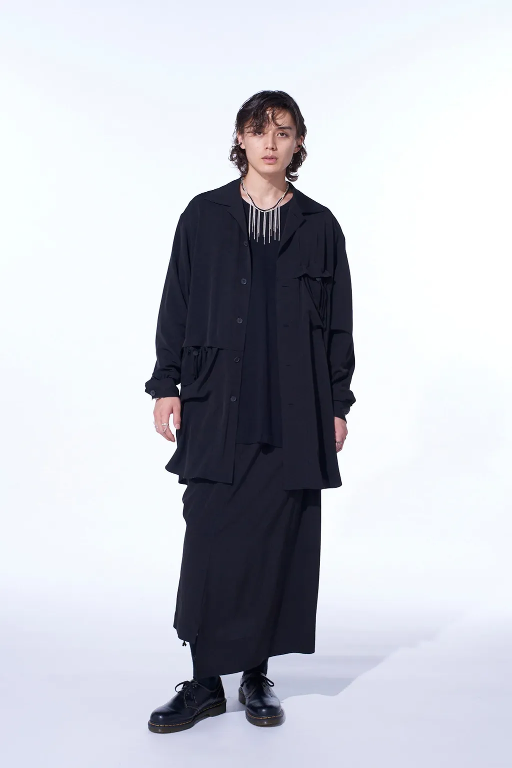 Crepe De Chine Shirring Pockets Shirt