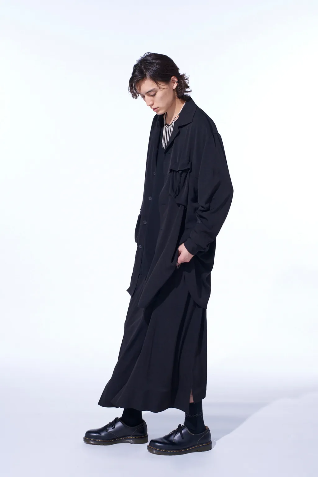 Crepe De Chine Shirring Pockets Shirt