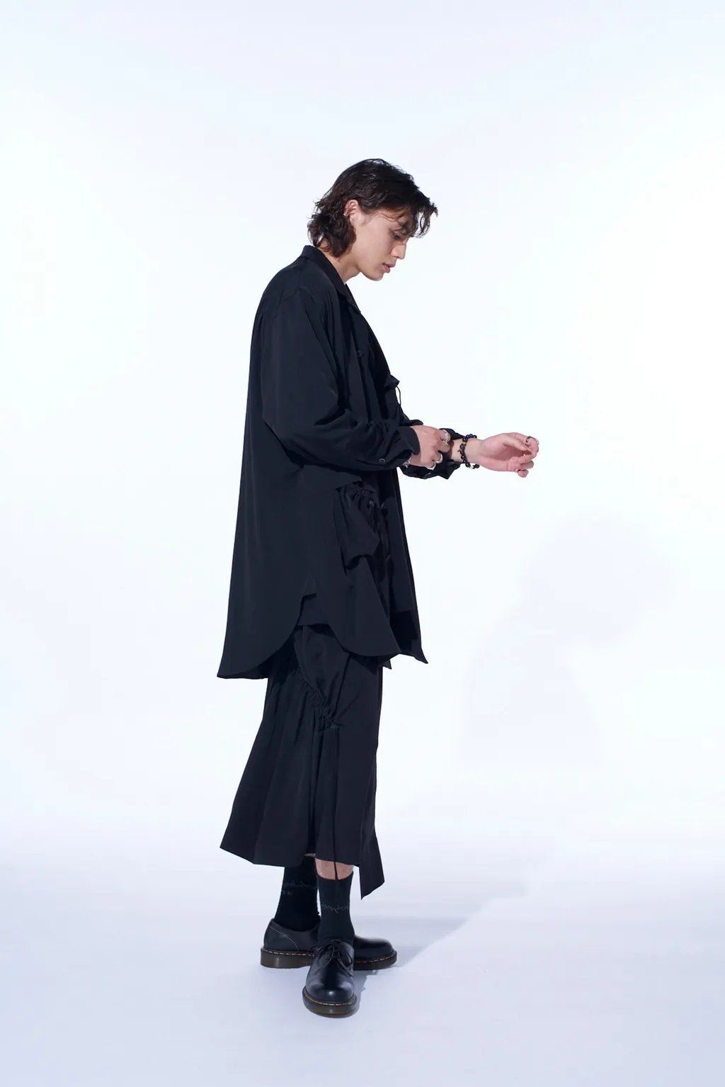 Crepe De Chine Shirring Pockets Shirt