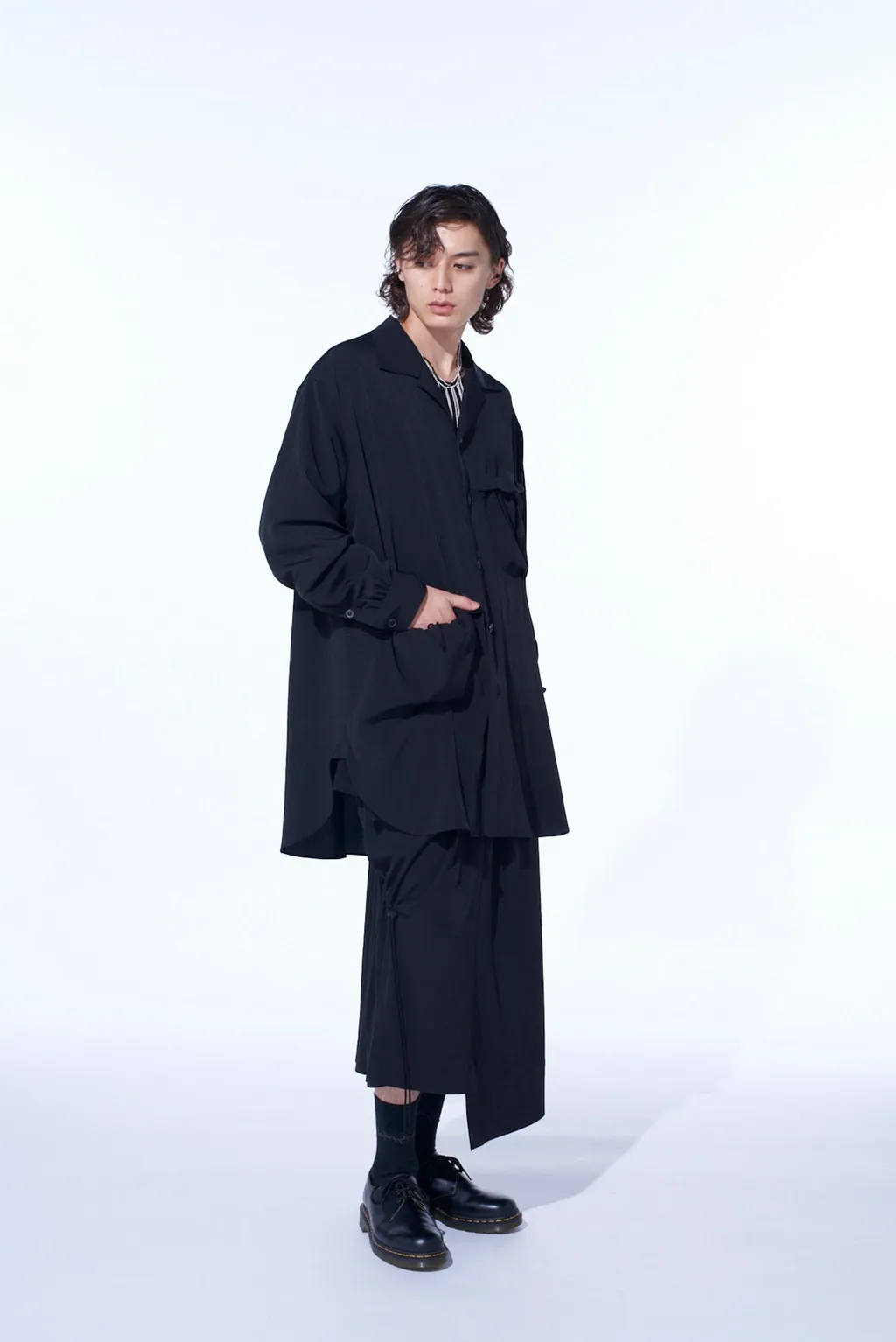 Crepe De Chine Shirring Pockets Shirt