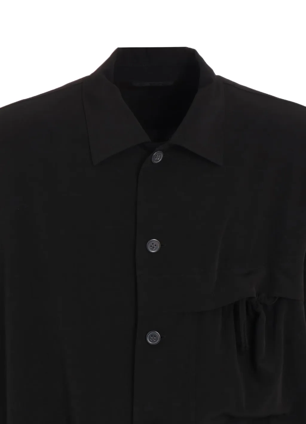 Crepe De Chine Shirring Pockets Shirt