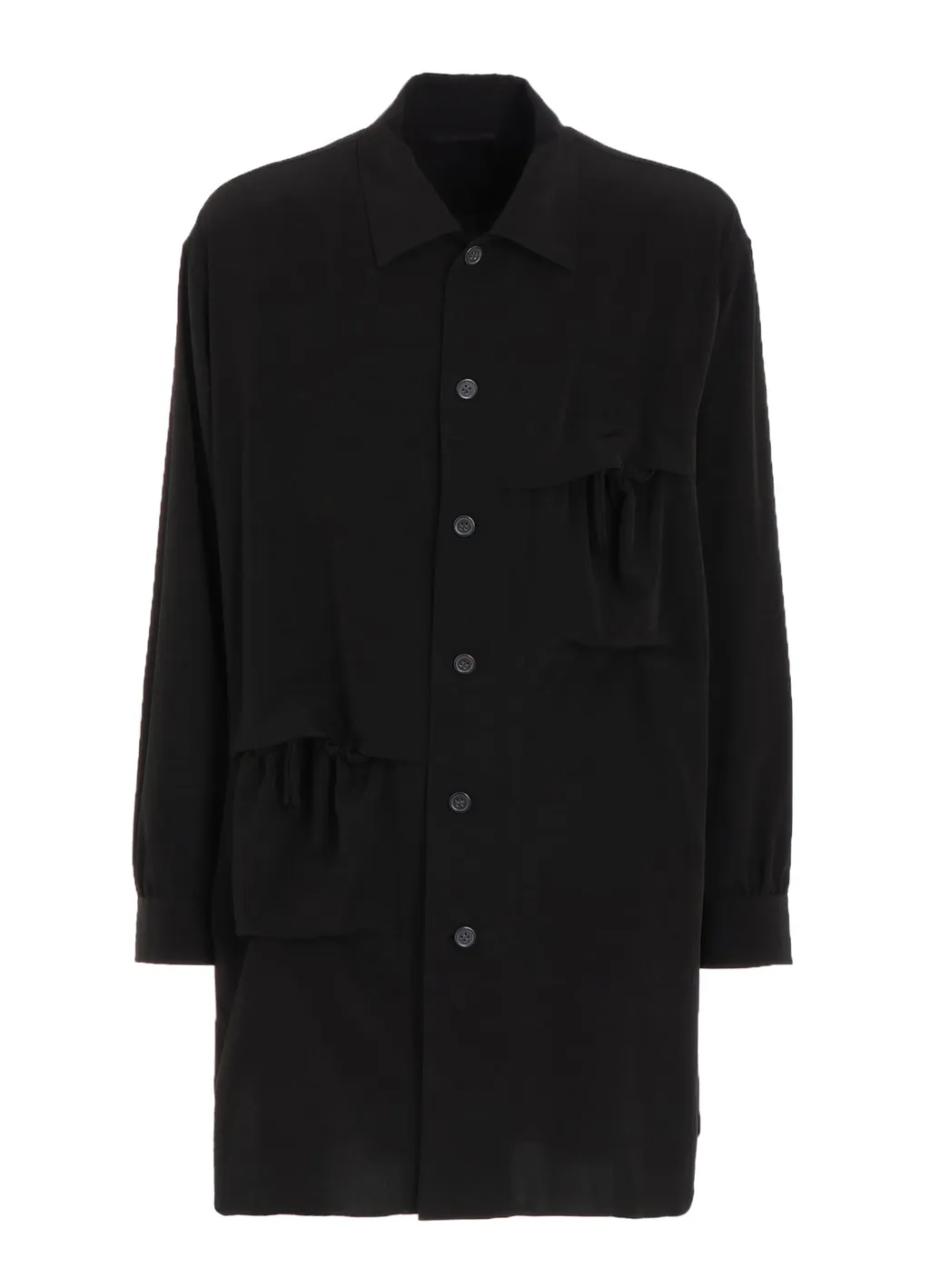 Crepe De Chine Shirring Pockets Shirt