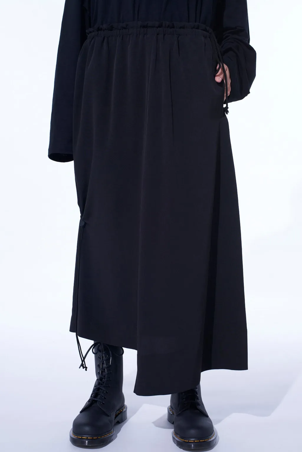 Crepe De Chine Shirring Drape Skirt