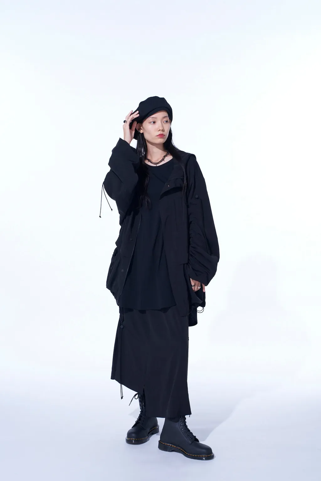 Crepe De Chine Shirring Drape Skirt