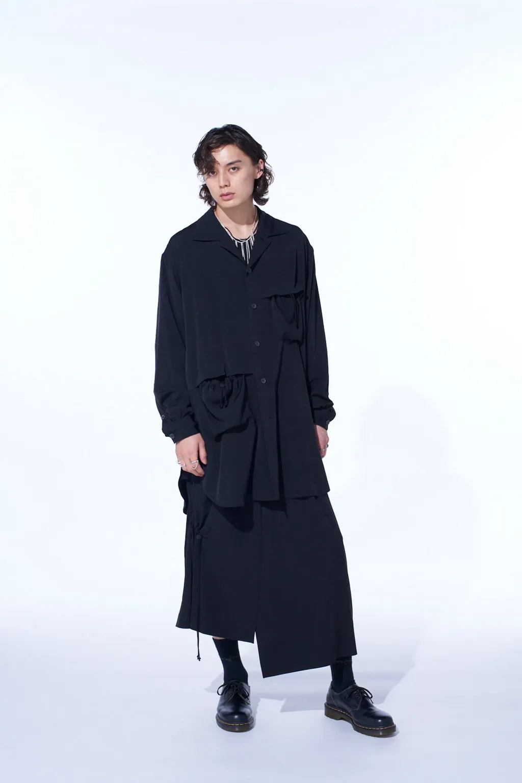 Crepe De Chine Shirring Drape Skirt