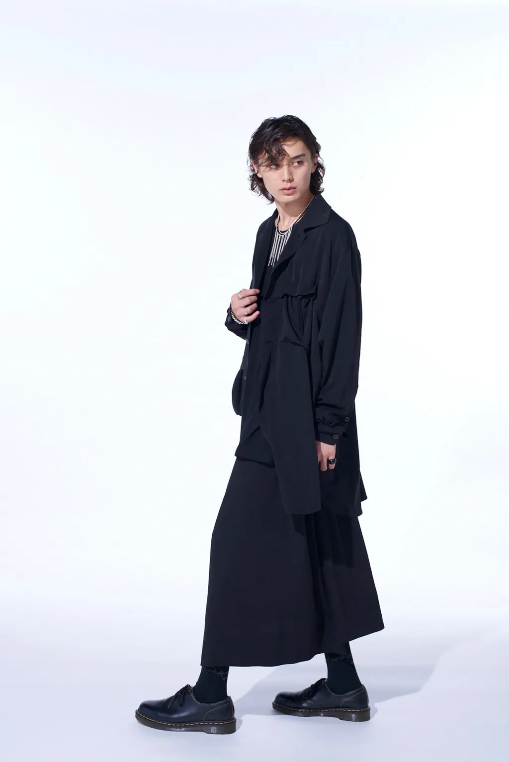 Crepe De Chine Shirring Drape Skirt