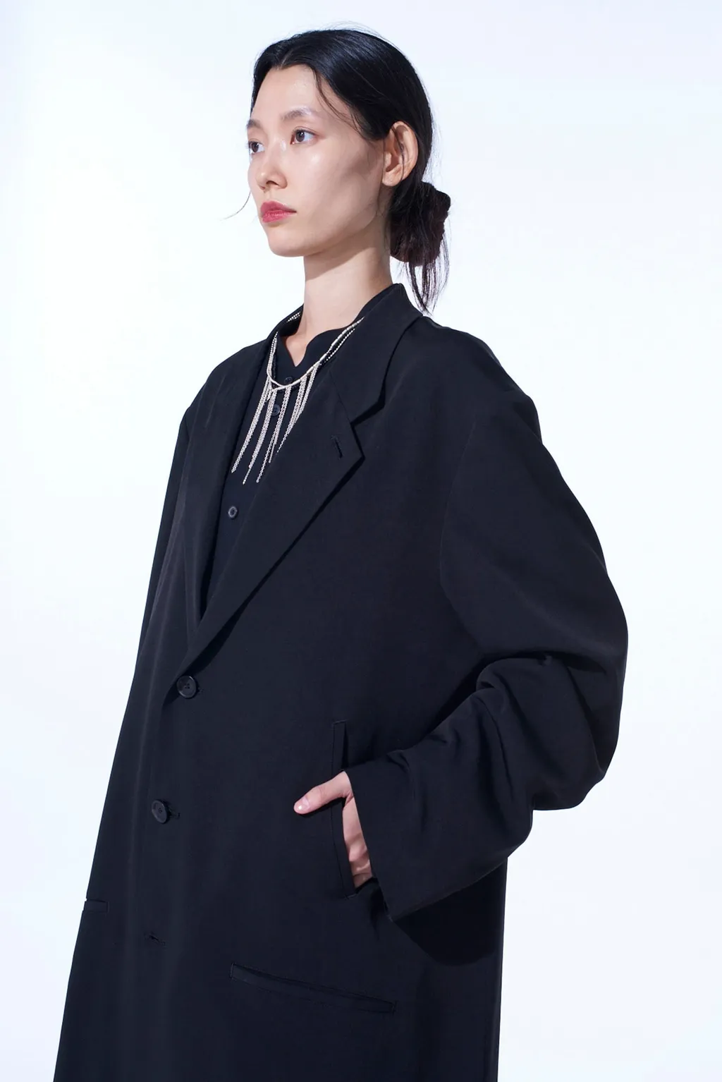 Crepe De Chine Long Tailored Jacket