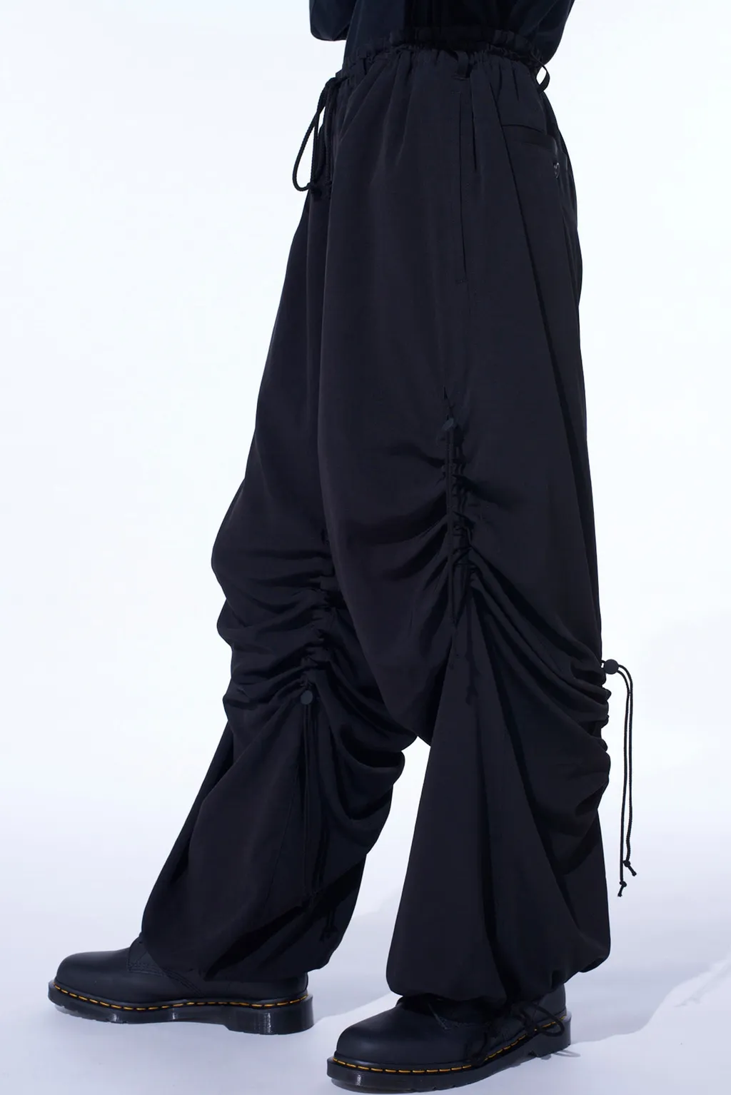 Crepe De Chine Shirring Wide Pants