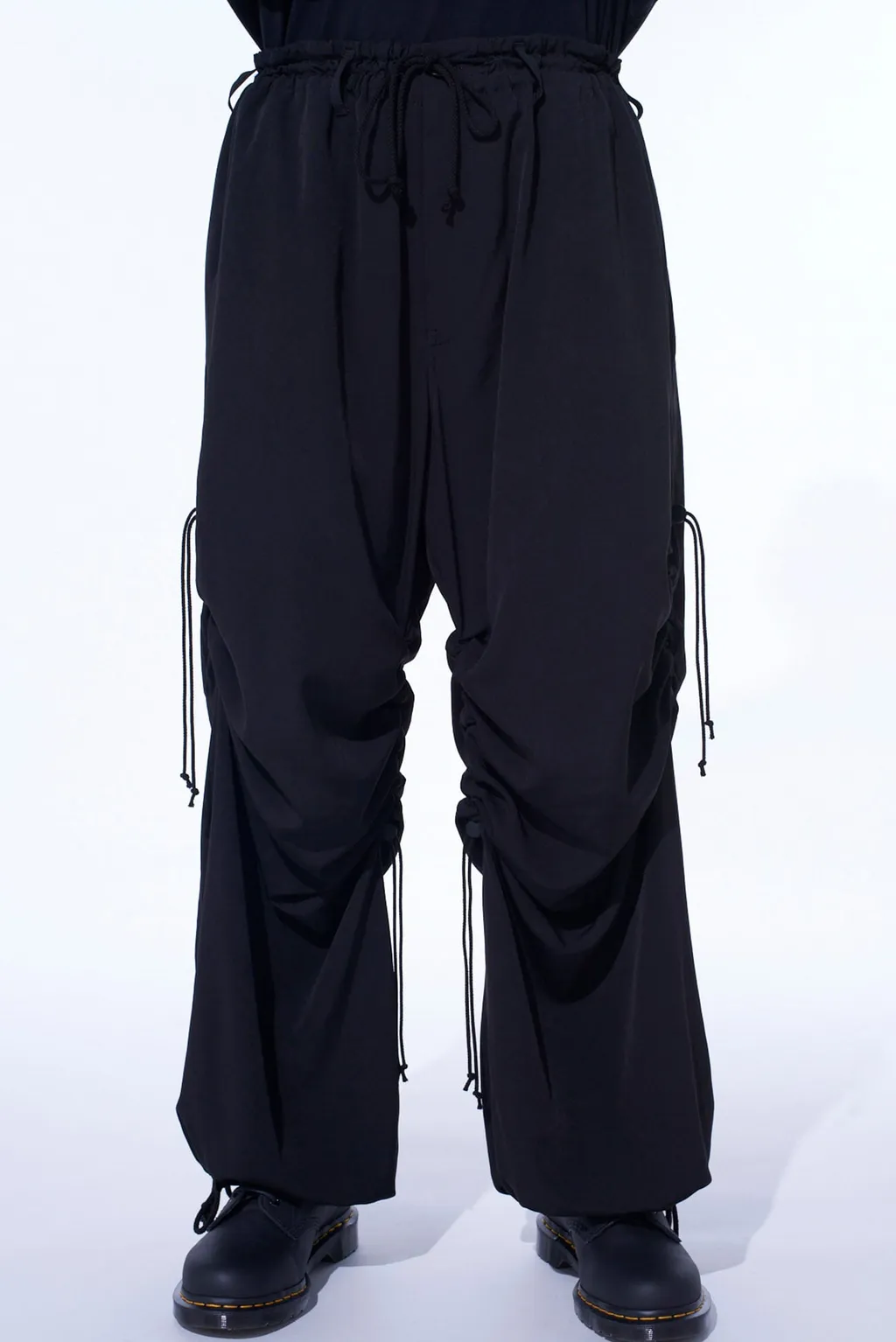 Crepe De Chine Shirring Wide Pants