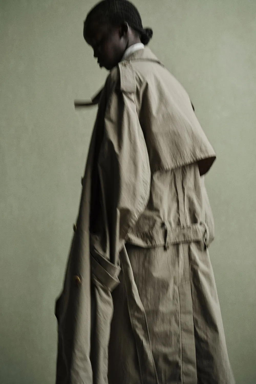 Brushed Washer Finish Broad Trench Coat